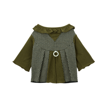 FORESTRY Series Pet Clothing Green Houndstooth Pattern Plaid Dress With Pearl Accents For Dogs And Cats Cute Pet Apparel