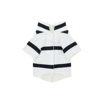 LUXE Series Pet Cloth Fashion Black And White Striped Sailor Suit With High Collar - New Clothing For Dogs And Cats