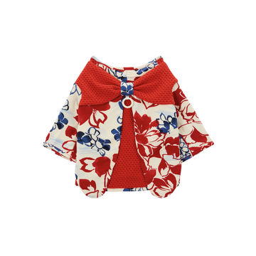 BLISS Series Pet Fashion Cloth Red Flower Fire Bowknot Pattern Dress Suitable For Dogs And Cats For Festival Celebrations