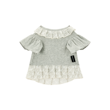 LUXE Series New Pet Cloth Classic Grey Lace Pleated Dress - Pet Princess-style Clothing
