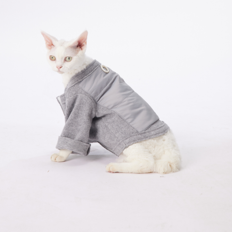 COZY Series New Fall And Winter Functional Style Pet Clothing With Large Pockets Warm Woolen Fabric Suitable For Dogs And Cats Fashionable In Gray Color Providing Good Warmth