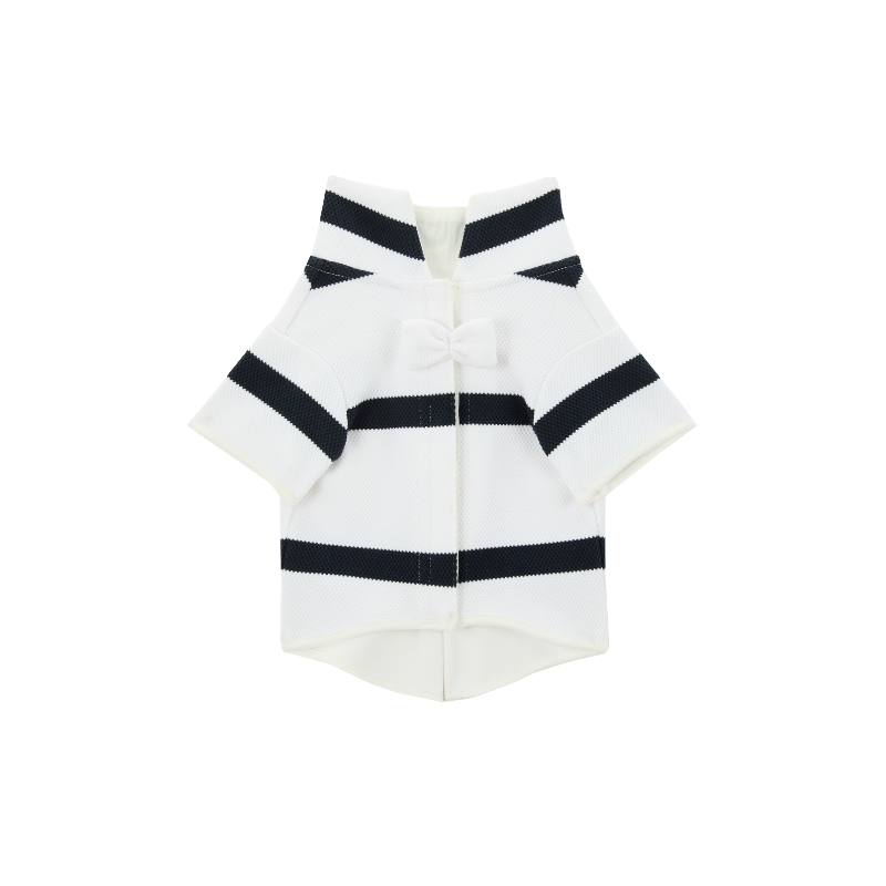 LUXE Series Pet Cloth Fashion Black And  White Striped Sailor Suit With High Collar - New Clothing For Dogs And Cats