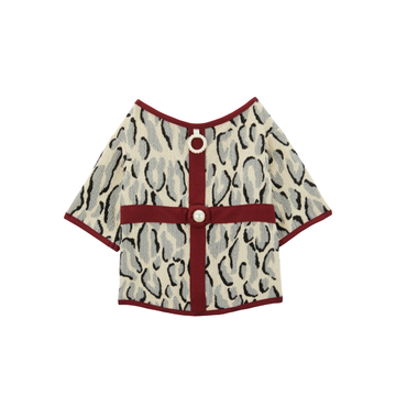 BLISS Series Pet Fashion Cloth Leopard Print Red Patterned Dog And Cat Festive Celebration Clothing With Pearl Inlays