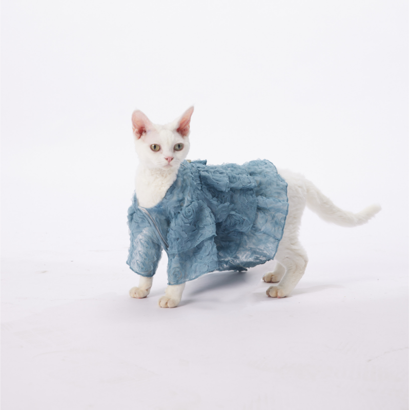 GLOSS Series Luxury Pet Fashion High-Grade Tiffany Blue Embroidered Flower Dress - Dog and Cat Celebration Birthday Outfit