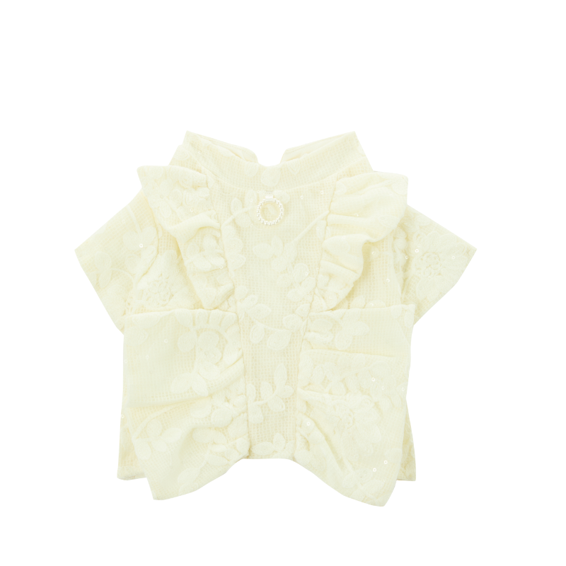 GLOSS Series Pet Fashion White Lace Pearl Flower Dog And Cat Cute Celebration Birthday Costume