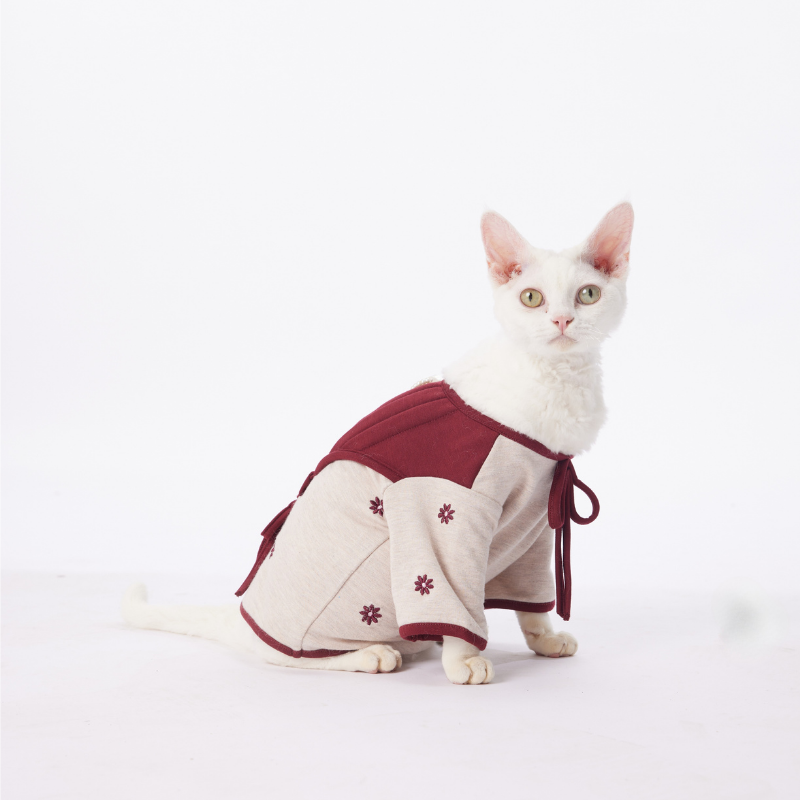 BLISS Series New Pet Fashion Cloth Hanfu With Floral Embroidery Pleated And Wrinkled pearl And Fabric Patches For Dogs And Cats Suitable For Festival Celebrations.