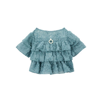 GLOSS Series Luxury Pet Fashion High-Grade Tiffany Blue Embroidered Flower Dress - Dog and Cat Celebration Birthday Outfit