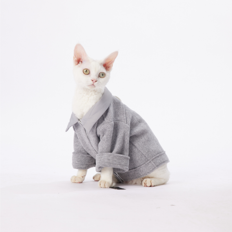 COZY Series Pet Cloth New Fall And Winter Pet Coat With Reversed Collar Beige Wool Fabric Pearl Accessories Suitable For Dogs And Cats For Warmth Preservation