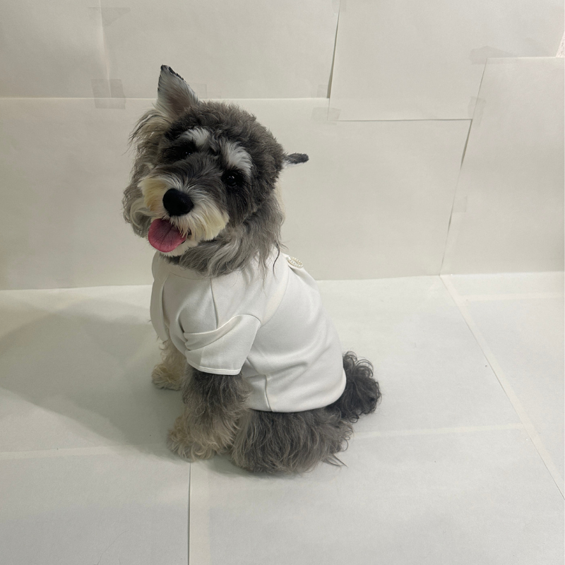 LUXE Series Pet Clothes Fashion White Polo  Necktie Short-sleeved T-shirt For Pets cute and casual clothing