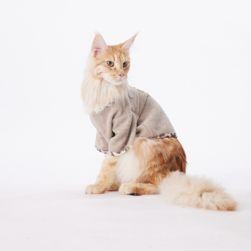 COZY Series New Fall And Winter Pet Clothing Featuring Khaki Leopard Print Multi-color wool Fabric And Pearl Accessories For Dogs And Cats Providing Warmth