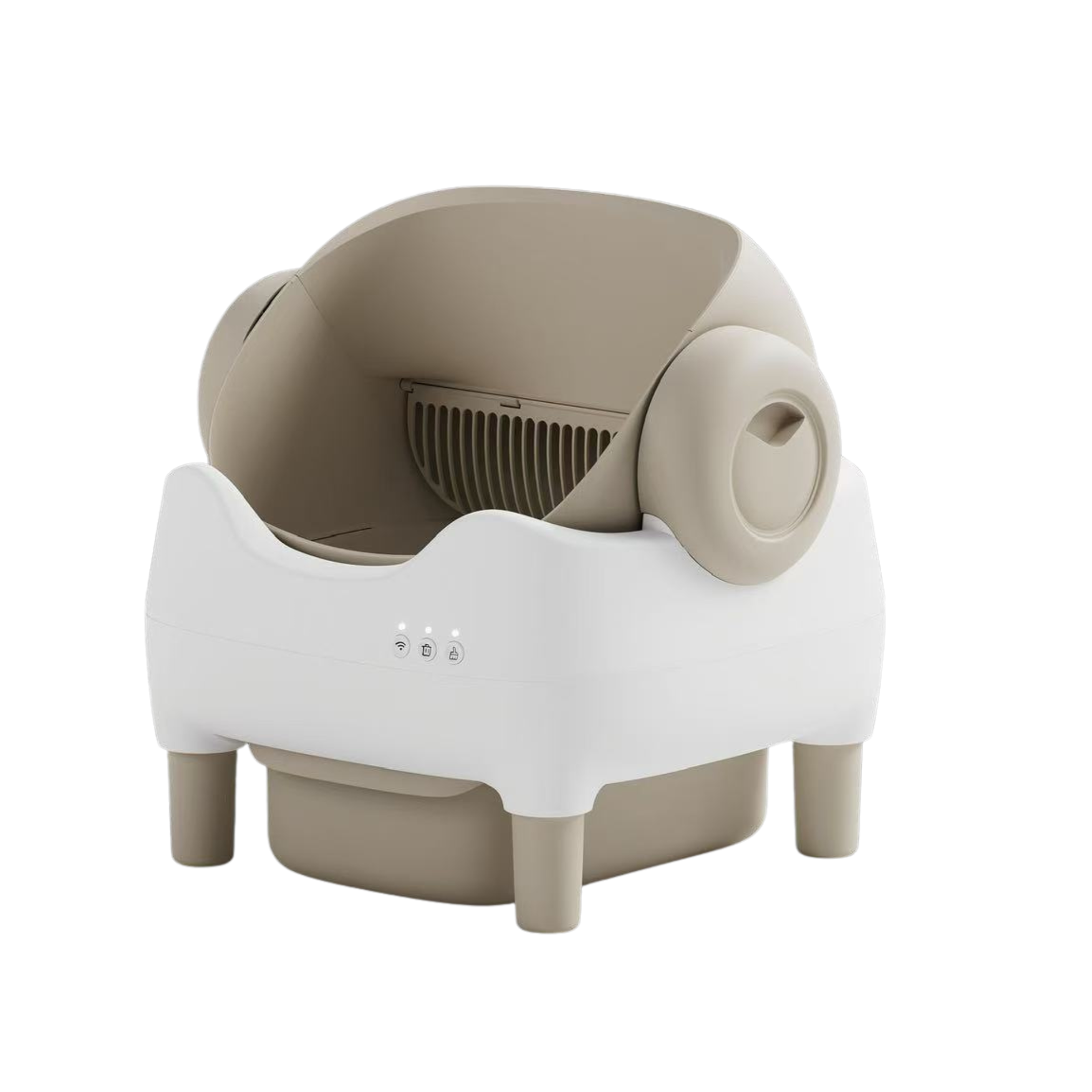 Bornown White & Khaki Open-top Smart Cat Litter Box